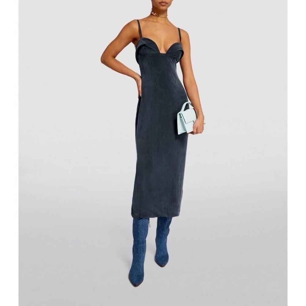 Jacquemus Blue Navy La Robe Praia midi dress